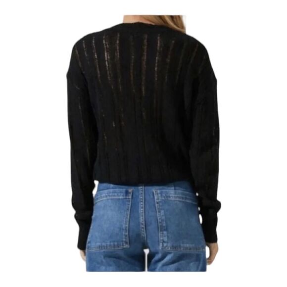 ASTR The Label Faux Wrap Front Pointelle V-Neck Open Knit Pullover Sweat… - Picture 2 of 10